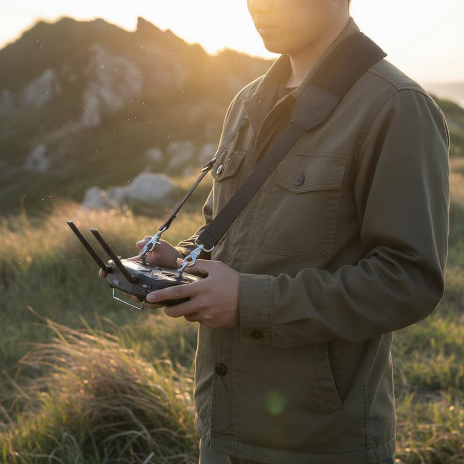 Drone Arm - ドローン送信機ストラップ クイックインストール ドローンコントローラーストラップ 調節可能なコントローラーランヤード 滑り止め 長持ちするナイロン製
