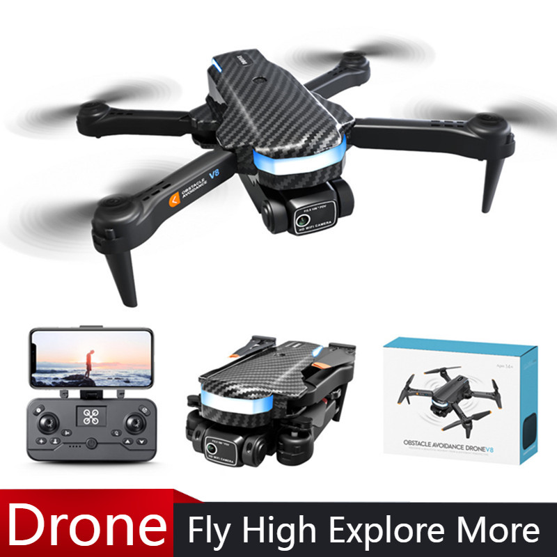 Drone Gimbal - V8 プロフェッショナルドローンミニ 8K HD カメラ三面障害物回避オプティカルフローポジショニングドローン Quadcopter