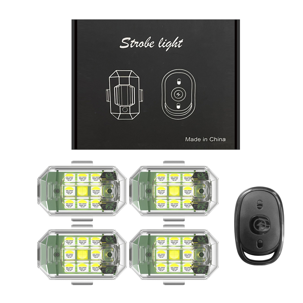 Drone Led Light - 1/2/4 個ワイヤレス LED ドローンストロボライトオートバイ車バイク用リモコン衝突防止警告灯信号灯