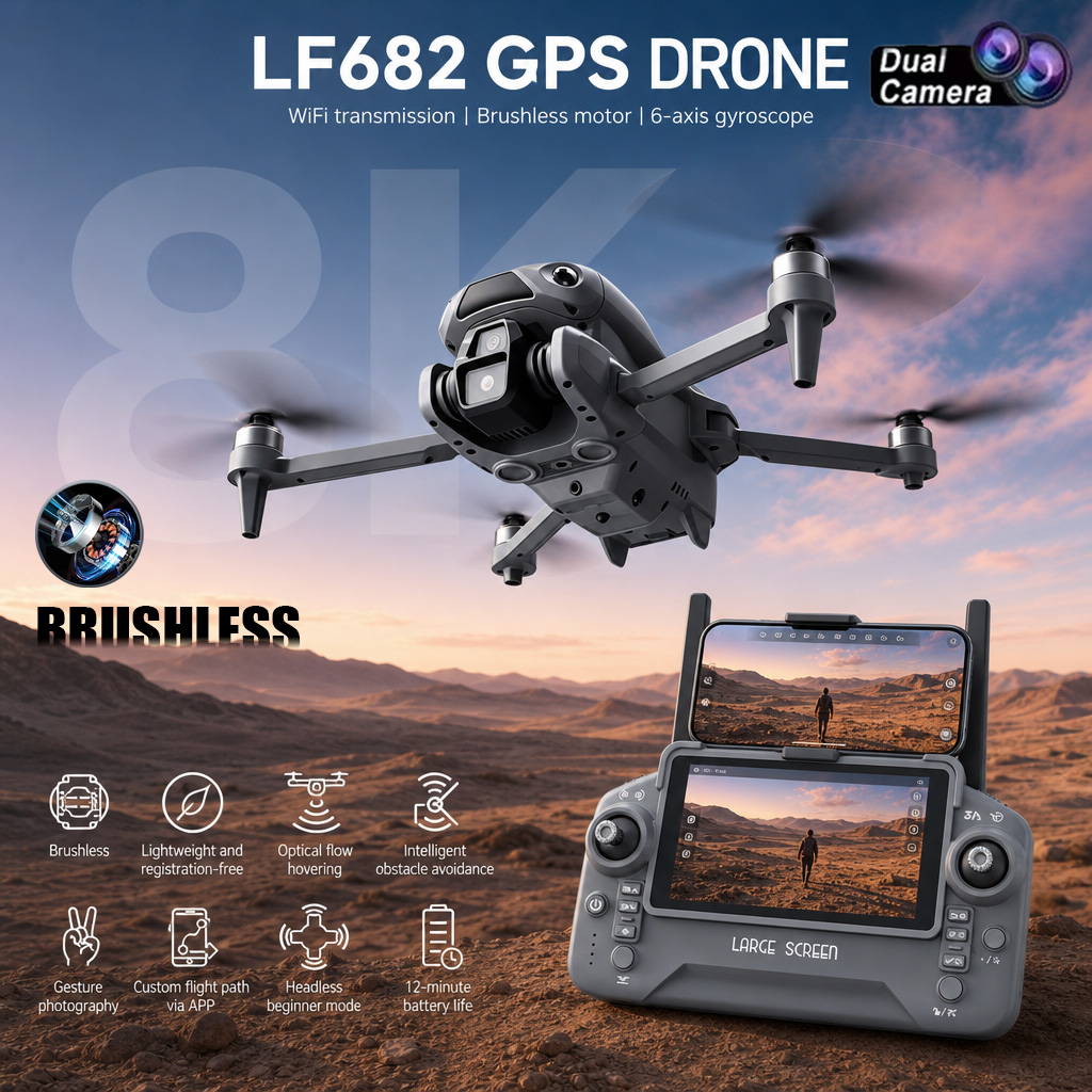Drone Gps Module - 新型LF682ドローン 8KデュアルカメラFPVプロフェッショナルHDプロフェッショナル空中GPSオプティカルフロー障害物回避ブラシレス折りたたみ式RCクアッドコプター