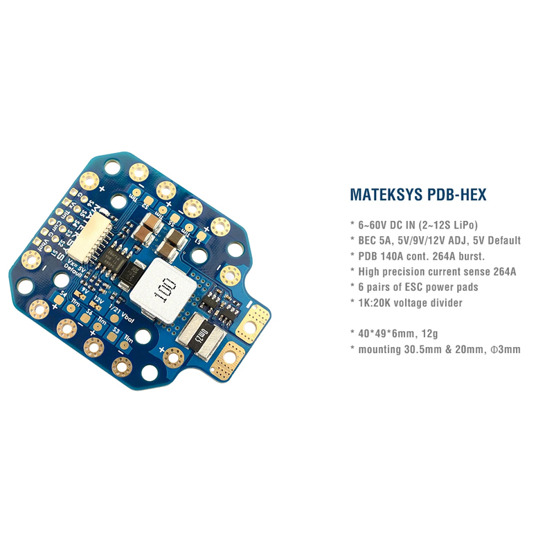 MATEK PDB-HEX 2-12S 5A 電源分配ボード - Drone Power Distribution Board のレビューと価格