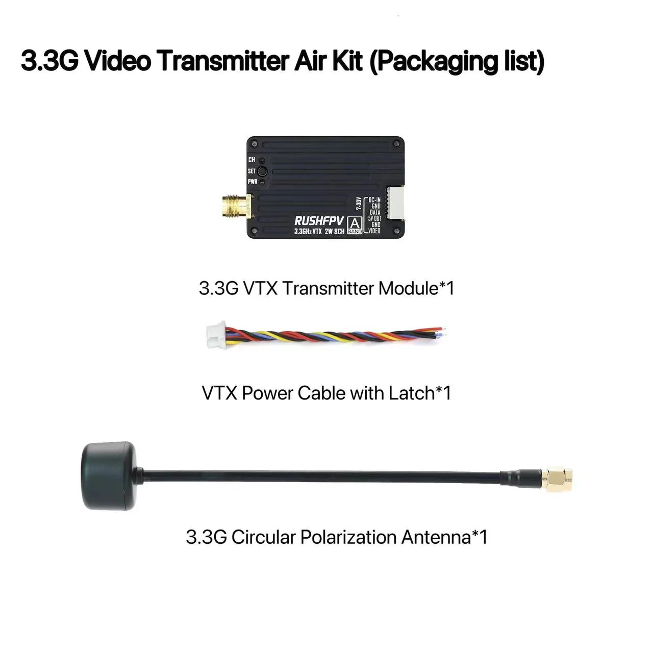 RUSHFPV 3.3G 2W VTX送信機 FPV送信機受 - Drone Antenna のレビューと価格